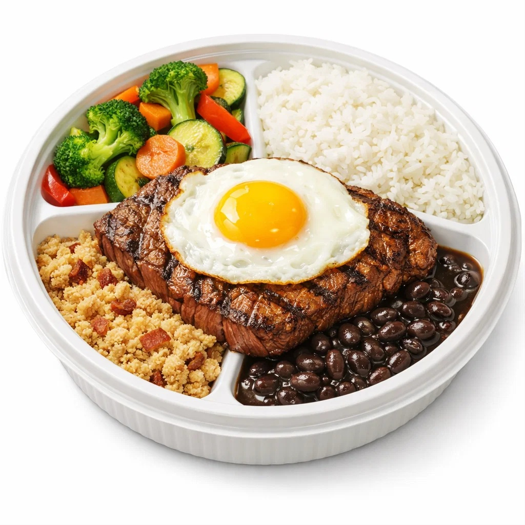 Monte sua marmitex ate 3 complementos extras ! Todas elas vão arroz branco e feijão preto.