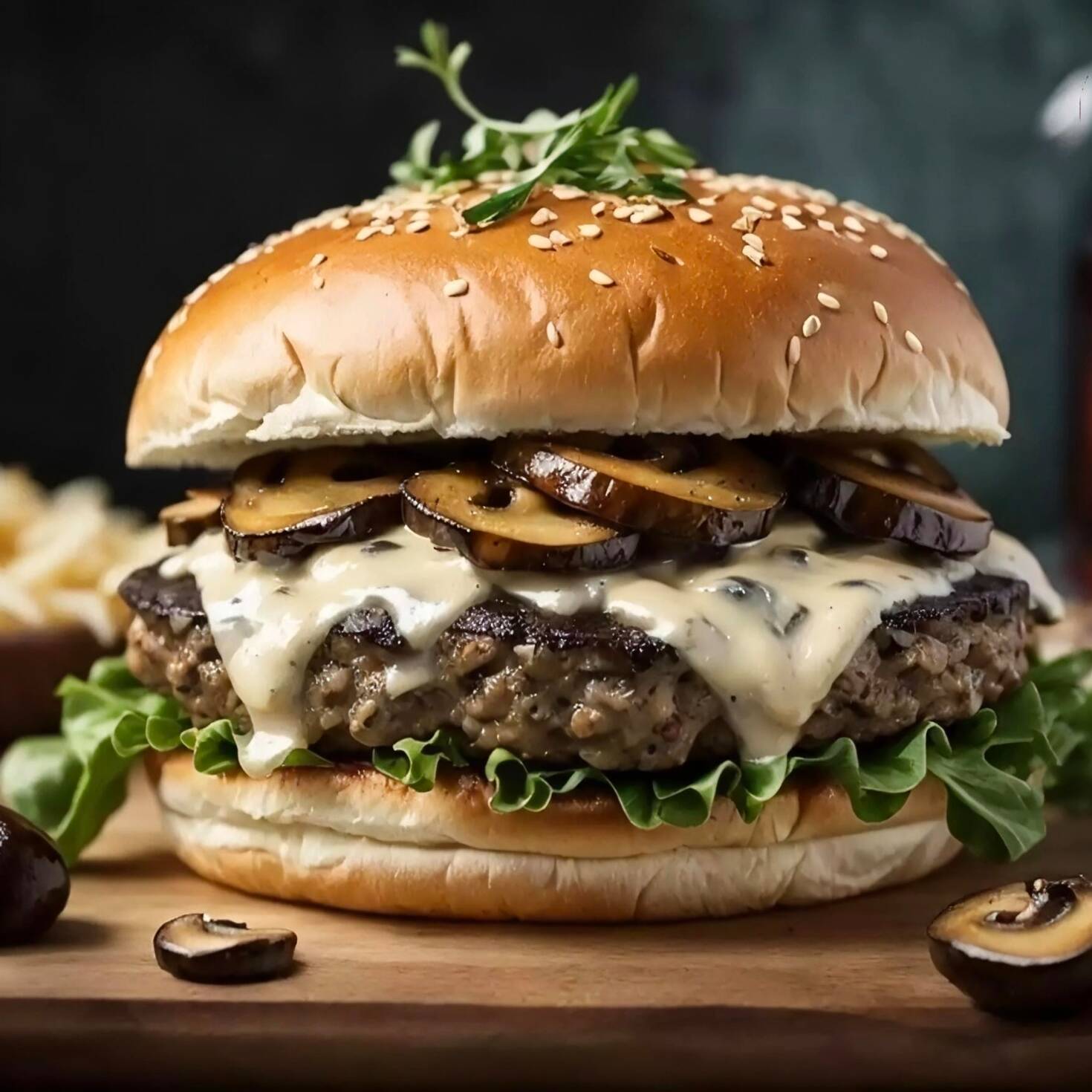 HAMBURGUESA CHAMPIÑONES