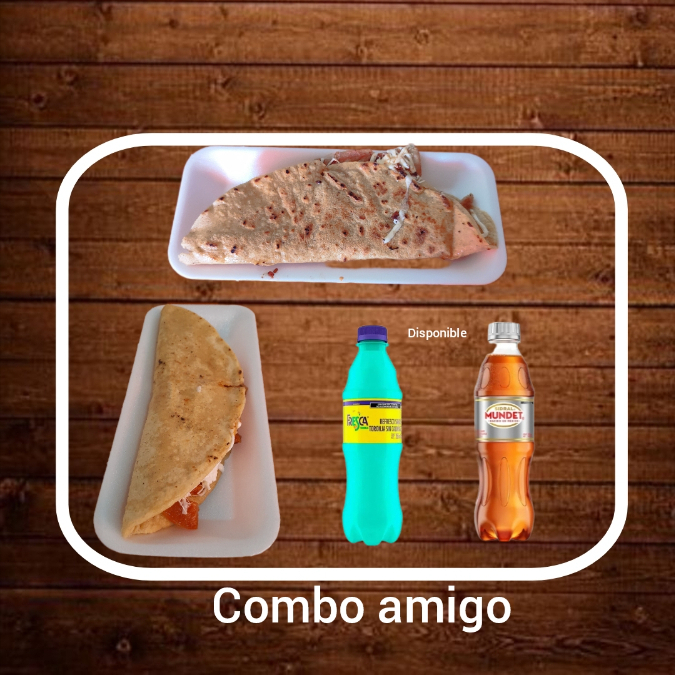 2 quesadillas+2 refrescos