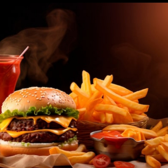Hamburguesa Doble Carne +Papas a la Francesa