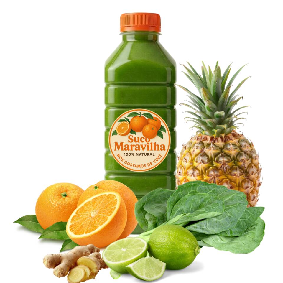 Laranja + Abacaxi + Couve + Gengibre + Limão + Gelo