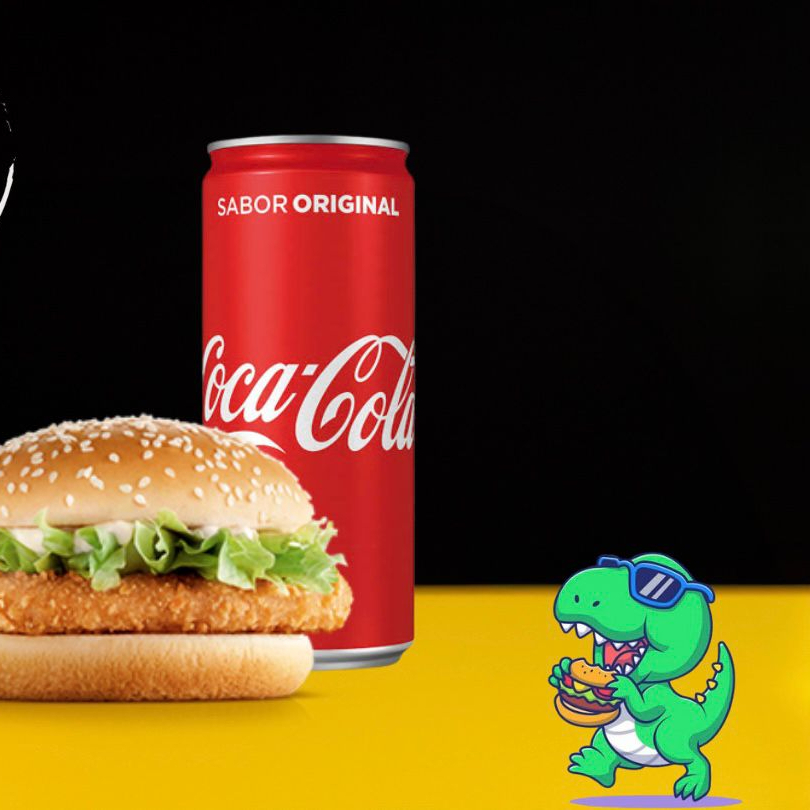PÃO BRIOCHE, CATUPIRY ORIGINAL, BURGUER DE FRANGO EMPANADO, ALFACE E TOMATE + COCA LATA 350ML