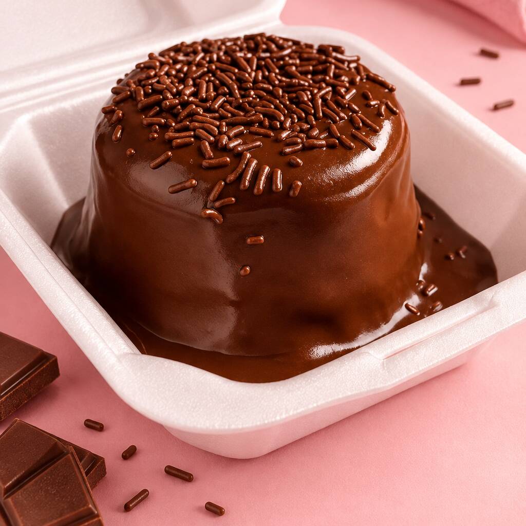 Mini Vulcão chocolate com cobertura de chocolate