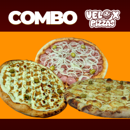 1 PIZZA CALABRESA ACEBOLADA + 1 PIZZA 3 QUEIJOS + 1 PIZZA FRANGO C/ CATUPURY - TODAS AS PIZZAS SÃO GRANDE 35 CM - 8 PEDAÇOS