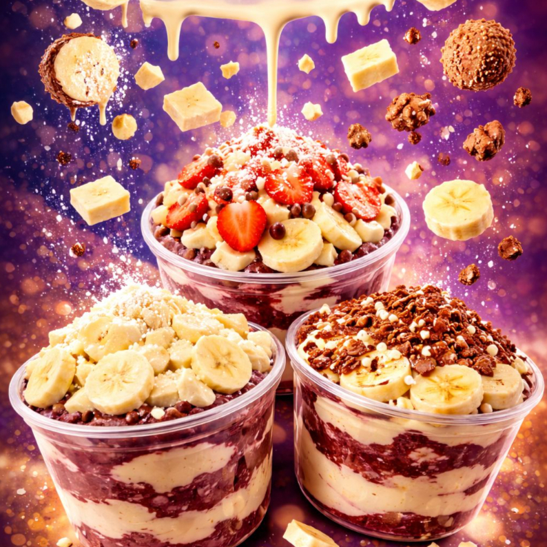 500ML - BANANA , GOTAS DE CHOCOLATE , LEITE EM PO , LEITE CONDENSADO , CREME LAKA