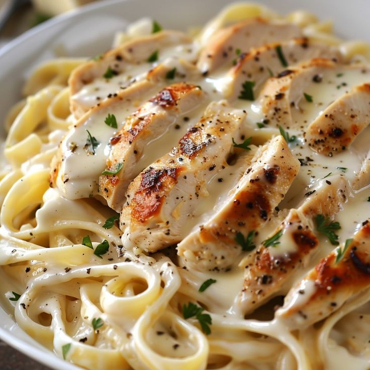 Fetuccini Alfredo con Pollo