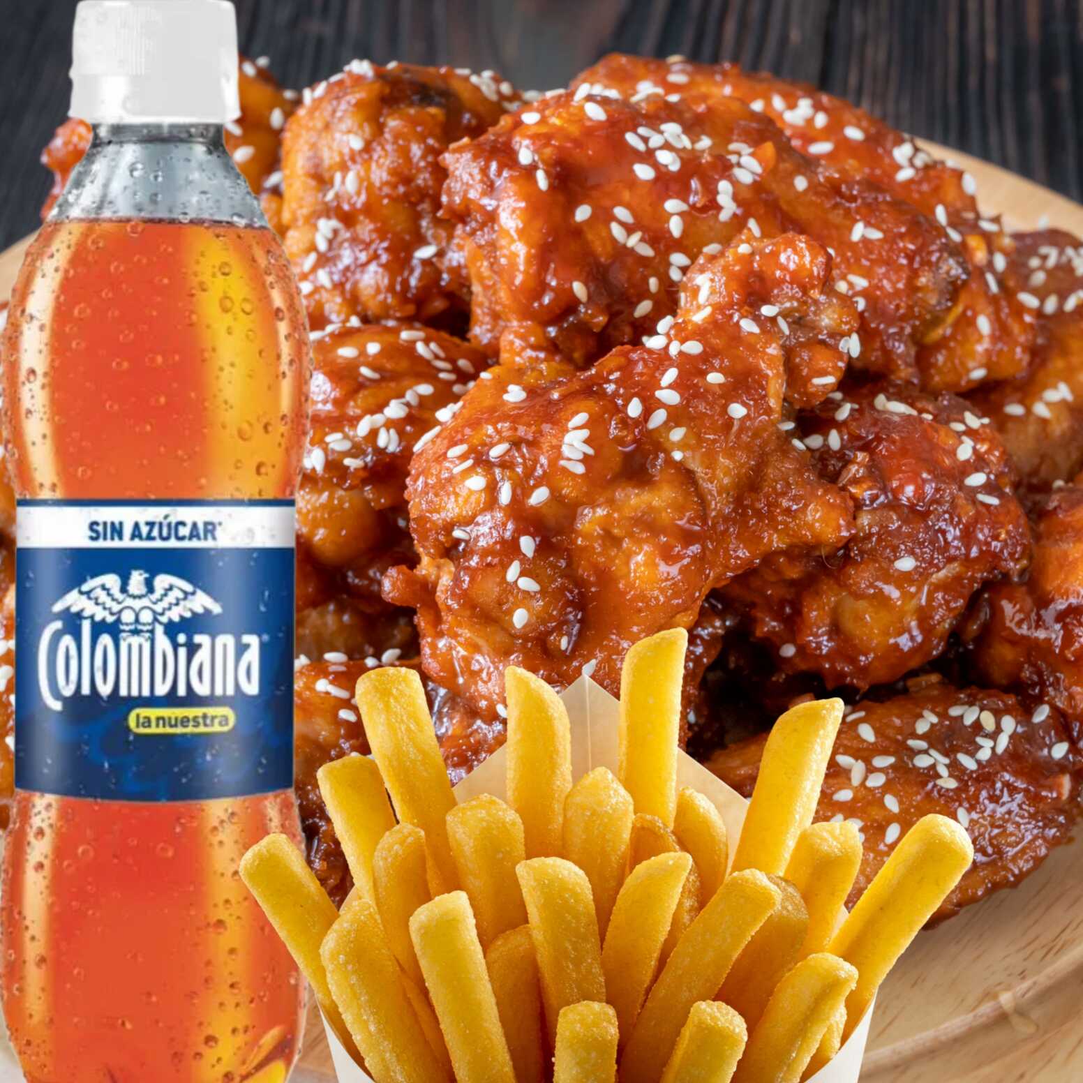 Combo Alitas BBQ X 8 Piezas + Papas + Bebida