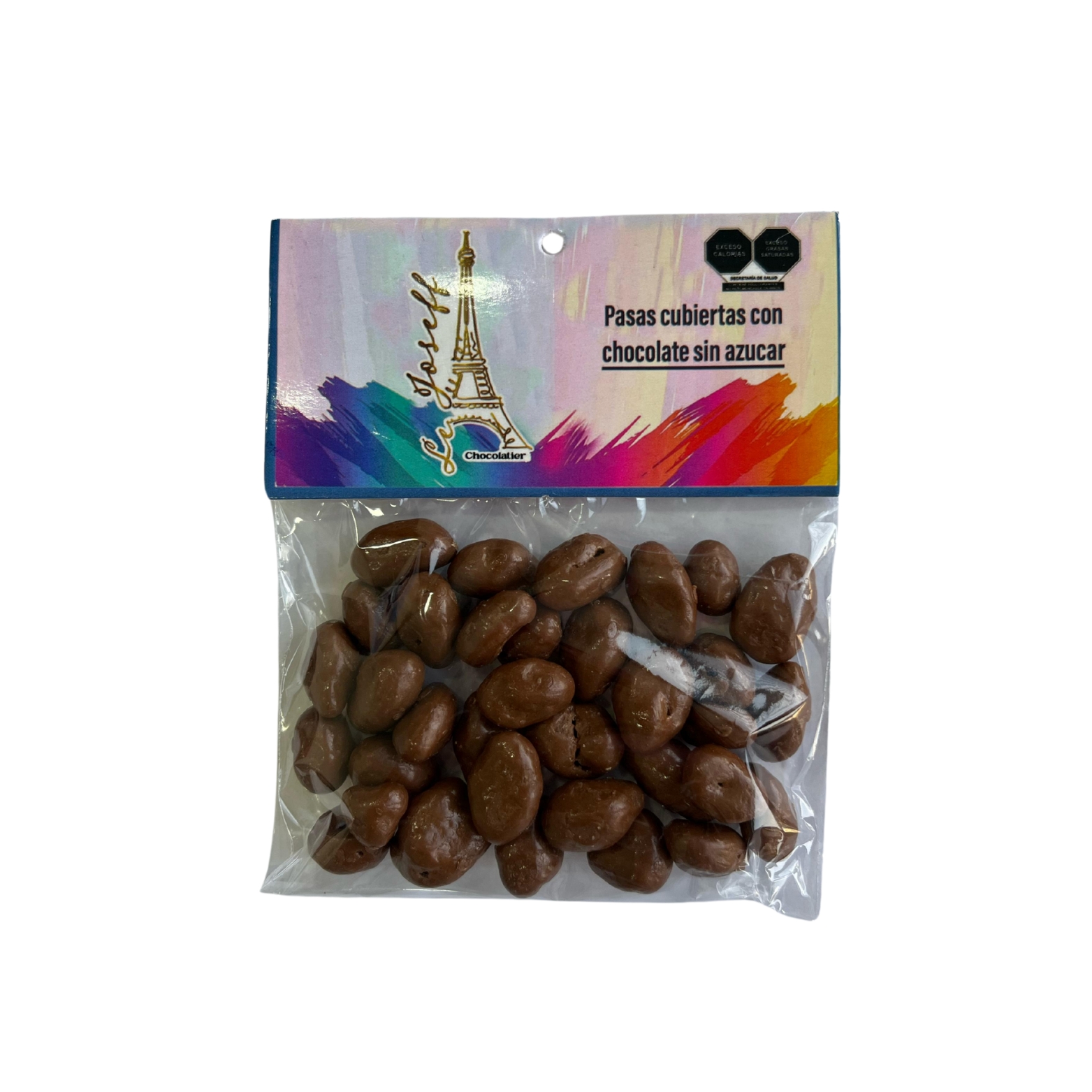 Pasas Cubiertas de Chocolate Oscuro Sin Azúcar