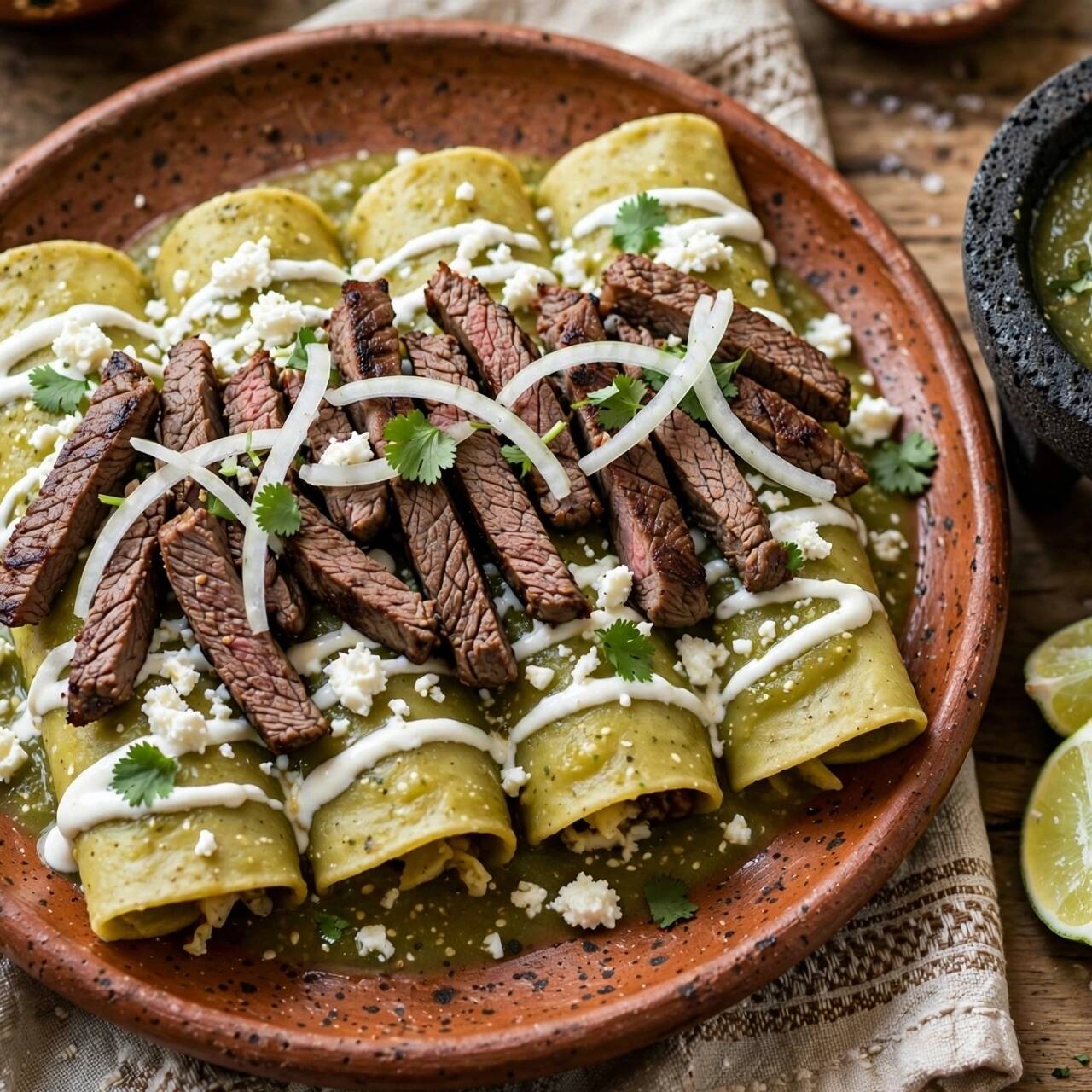 Enchiladas Verdes De Bistek
