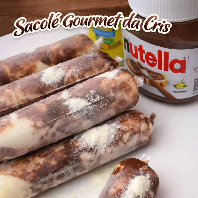 Sacolé gourmet cremoso de ninho com Nutella