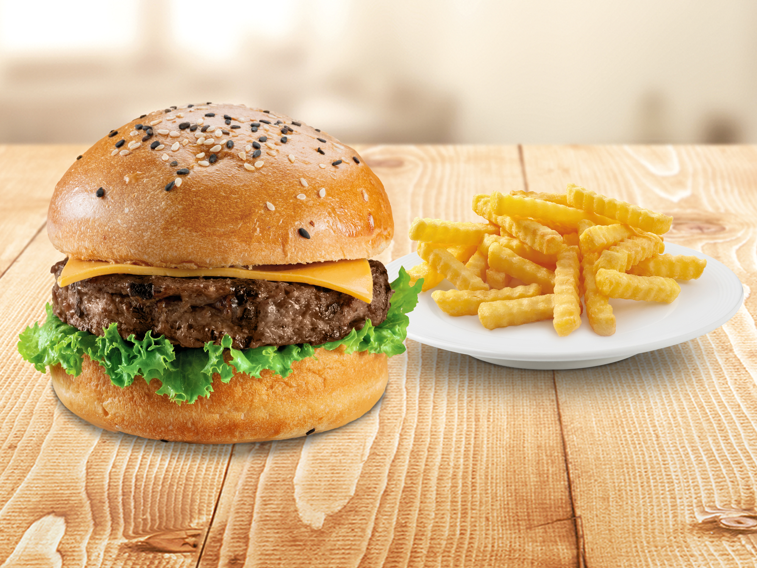 1 ROKYS BURGER + PAPAS ONDULADAS