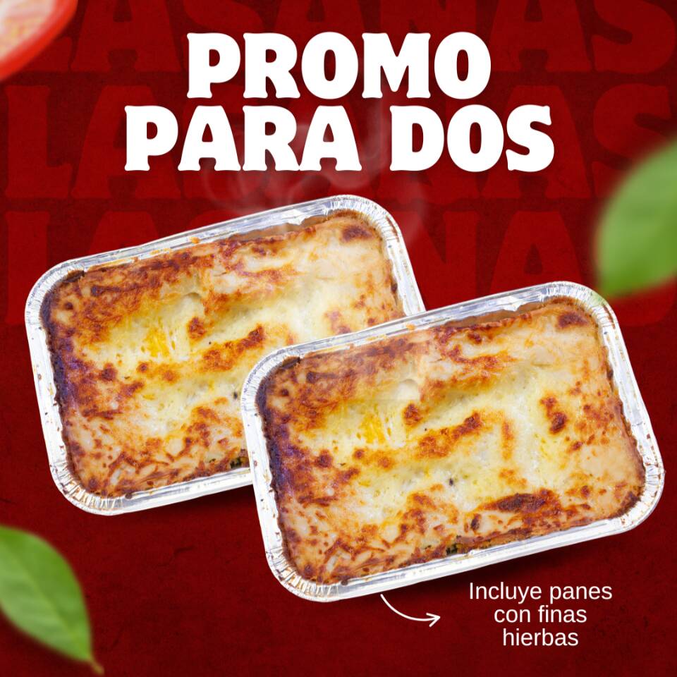 Combo Dos Lasañas + Dos Jugos Del Valle 400 Ml