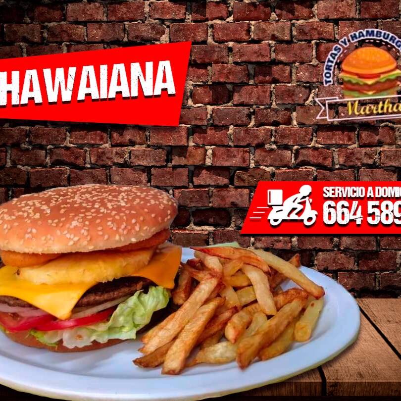 Hamburguesa Hawaiana + Orden de Papas