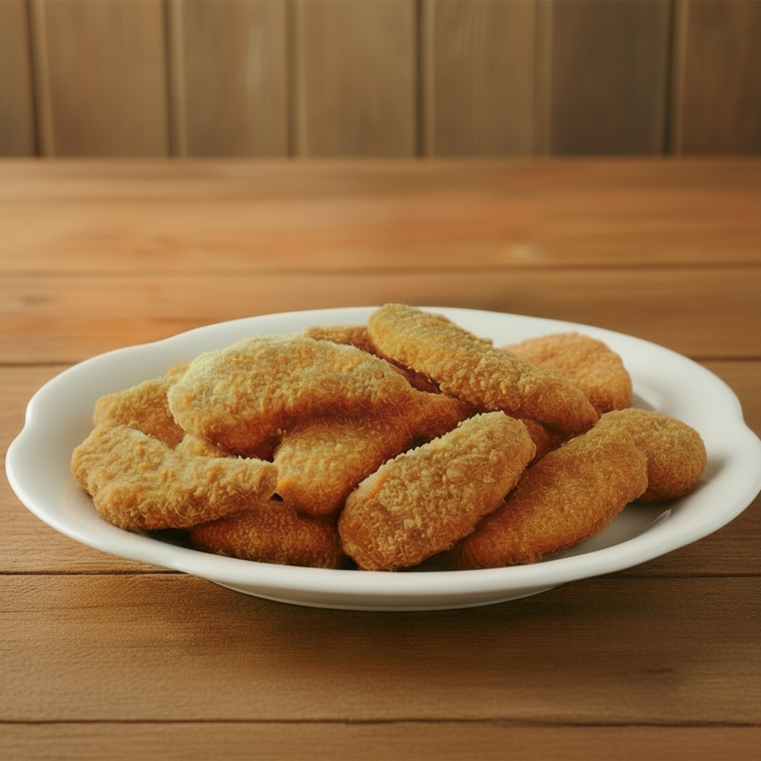 Uma delíciosa porção de nuggts de frango crocante com molho especial
(Aproximadamente 200g)