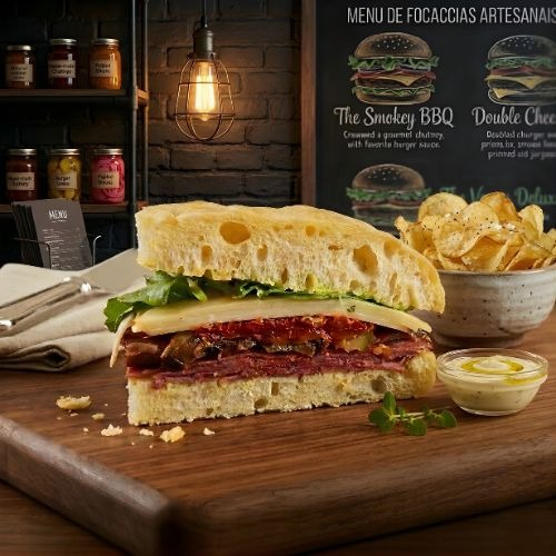 Esqueça tudo o que você sabe sobre sanduíche vegano. O Club Hype chegou para elevar o nível: fatias generosas de Pastrami artesanal, cremosidade do Provolone plant-based e a caponata de berinjela. Tudo isso dentro de uma Schiacciata dourada e crocante, finalizada com o frescor da Rúcula. É o "brabo" do nosso cardápio, feito para quem não abre mão de uma experiência premium.