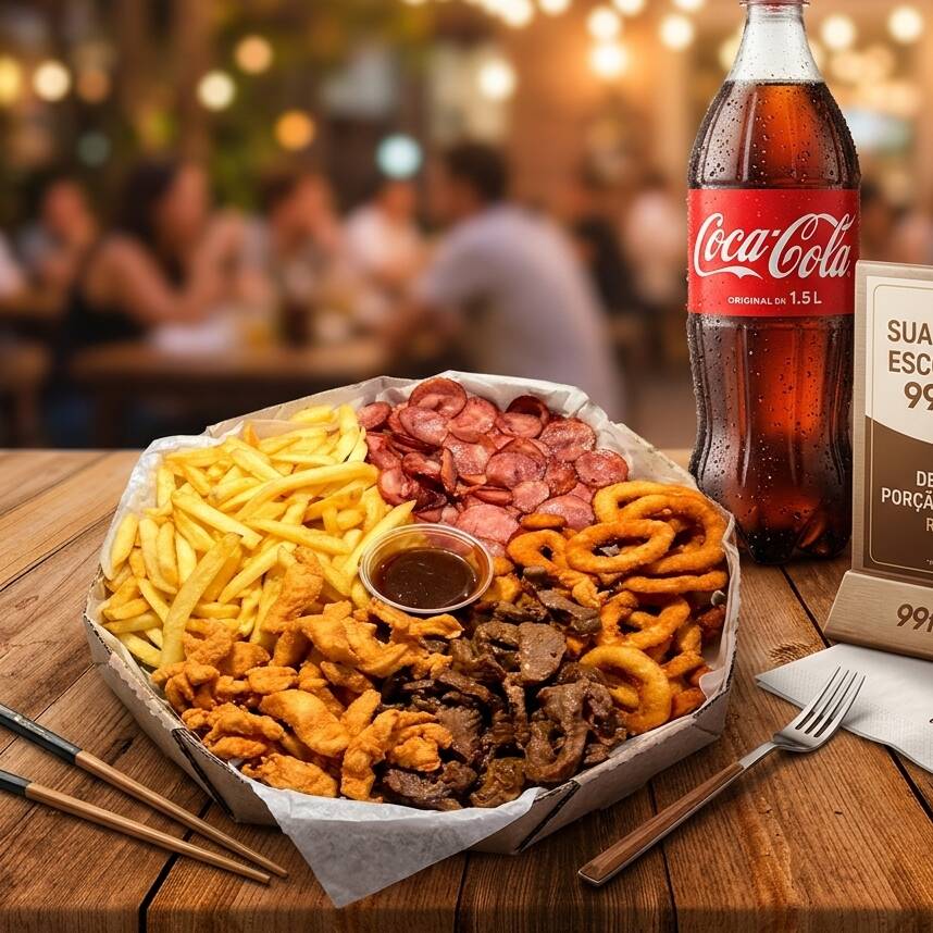 Você seleciona seus proprios aperitivos. Box Media de 3 Petiscos + delicioso molho para acompahar!! Tamanho Caixa de pizza 30cm ( Aprox. 850g a 1,5KL)