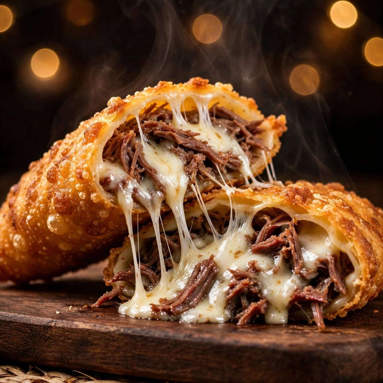 Pastel sequinho e crocante, com recheio de Carne Seca com Queijo