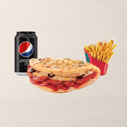 1 Pizza Fechada de qualquer sabor + 1 Batata Média 100g + 1 Refrigerante Lata. Imperdível!