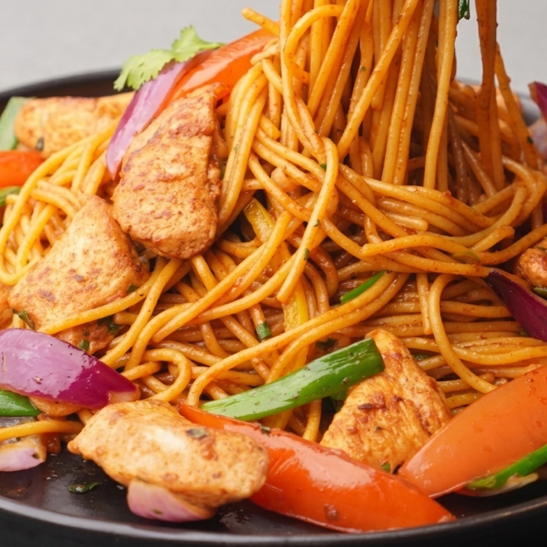Tallarín Saltado de pollo criollo