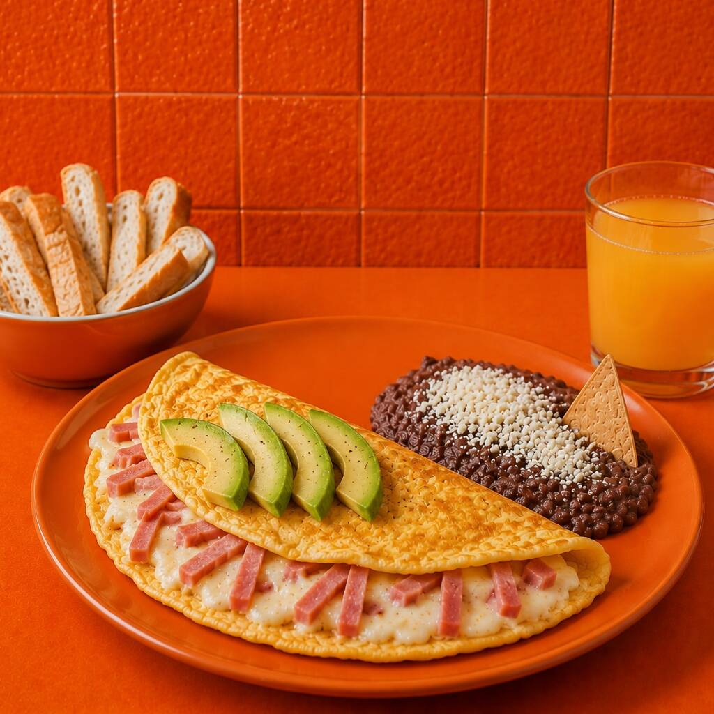 Omellete :Queso Oaxaca, manchego, jamón o champiñó
