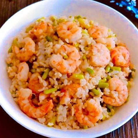 Plato Grande Arroz Frito Con Camaron