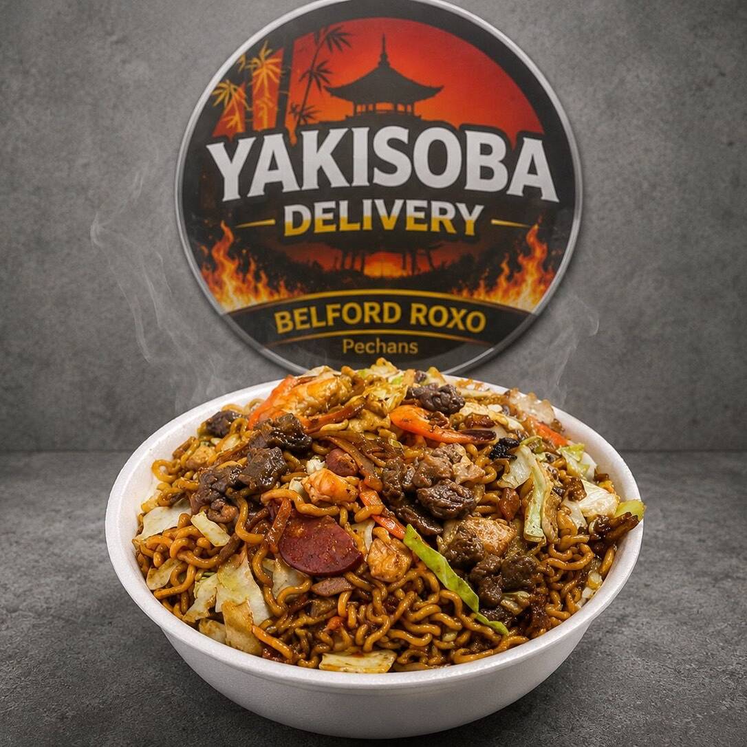 🔥 Misto Nosso yakisoba vai com repolho branco, repolho roxo, cenoura, cebola, molho shoyu, molho especial da casa, frango, calabresa e escolha entre carne OU camarão