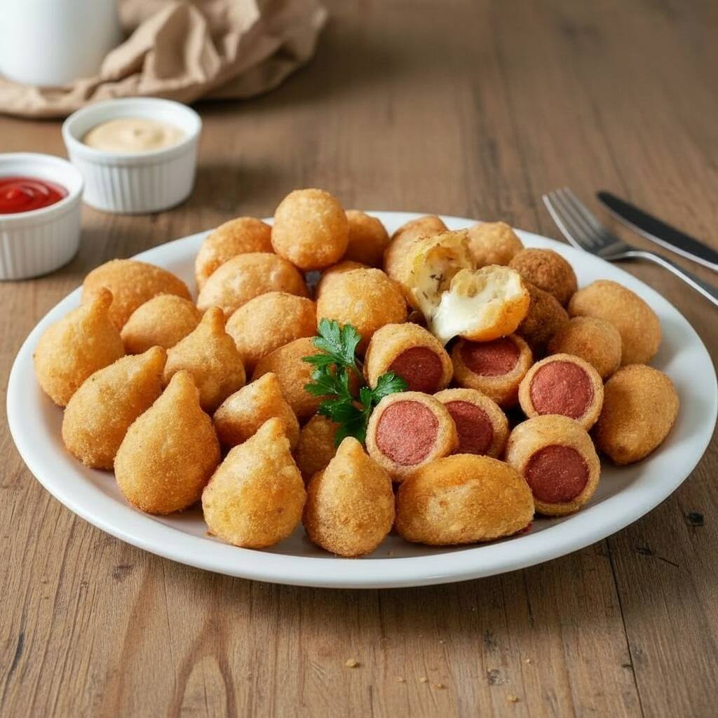 Escolha entre coxinha ou enroladinho de salsicha