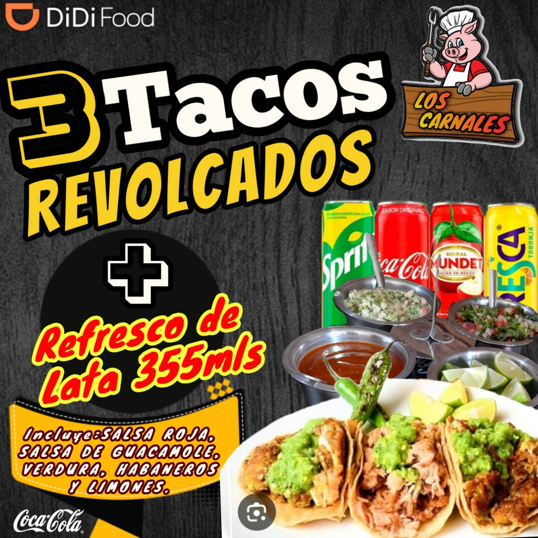 3 Tacos Revolcados + Refrescó