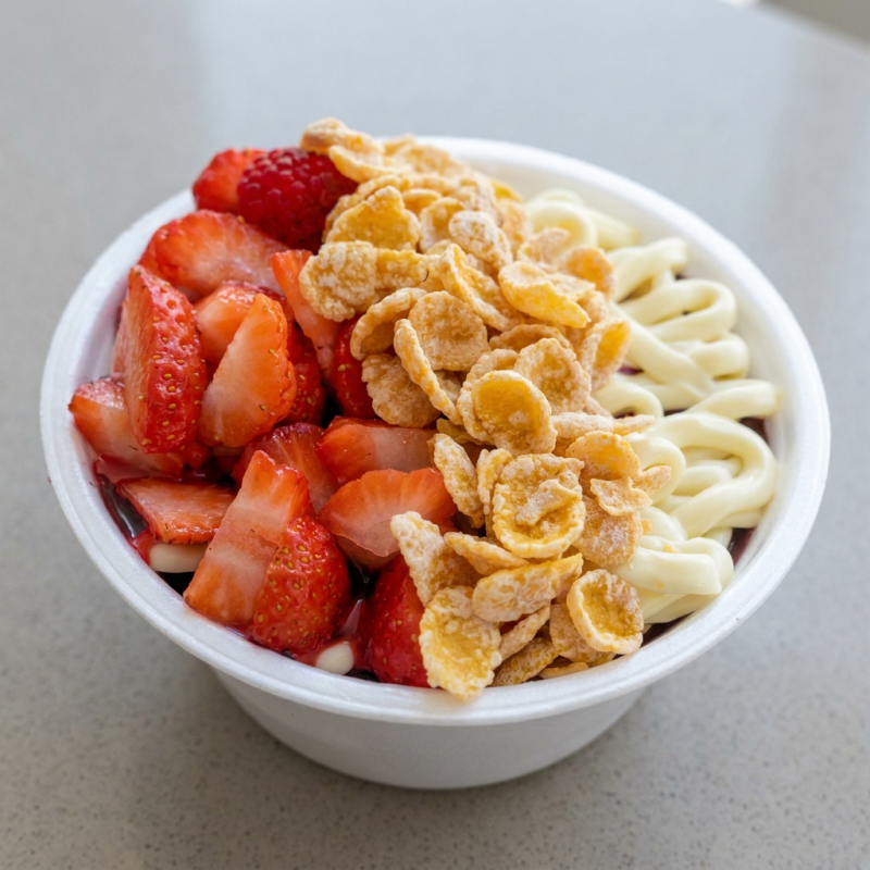 Pote de 500 ml com 3 acompanhamentos + 1 fruta grátis (acompanhamentos não podem ir separados)