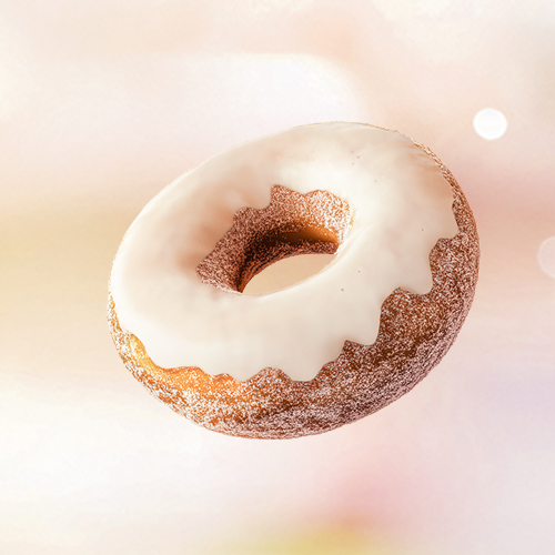 Donut com cobertura de glacê branco real, delicado e saboroso!