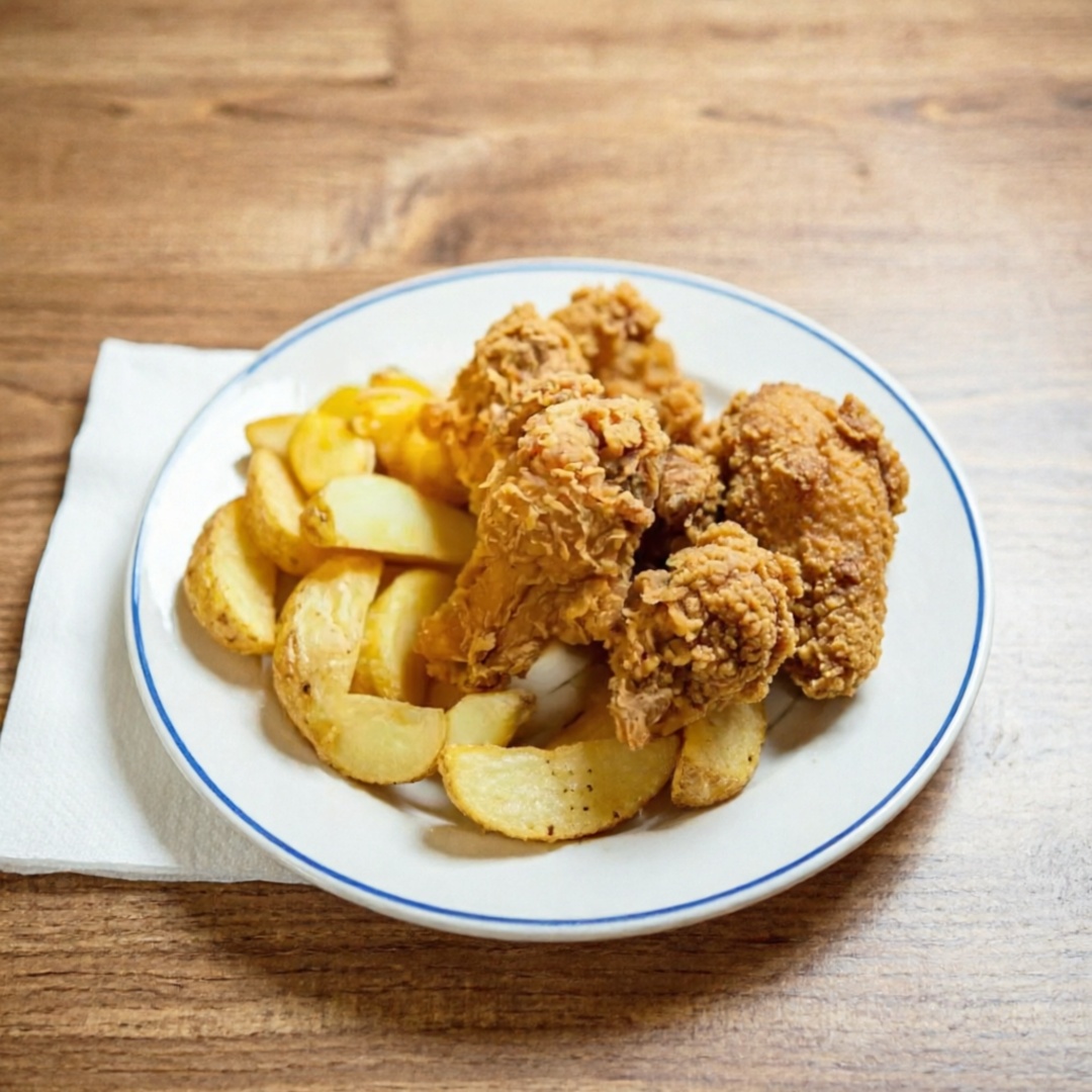 Coxinhas da asa de frango + acompanhamento + 4 molhos Obs: Todos os nossos cortes de frango são empanados com o exclusivo tempero Chicken Box