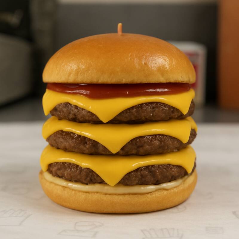 3 blend artesanal especial de 120g com molho da especial ketchup e queijo cheddar derretido, tudo servido em um pão brioche macio.