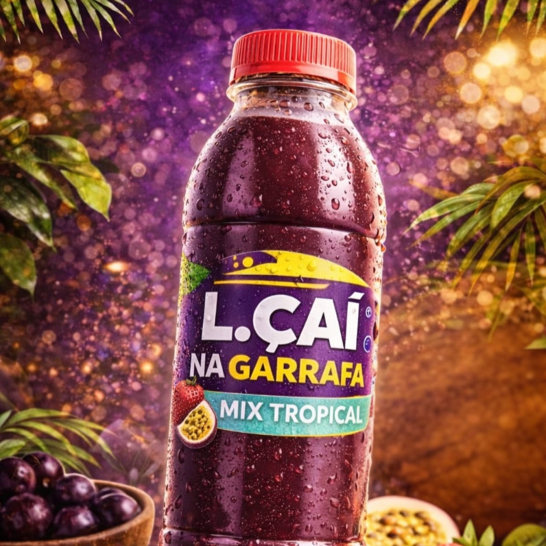 Açai com musse de maracujá e musse de morango leite em pó de 500ml