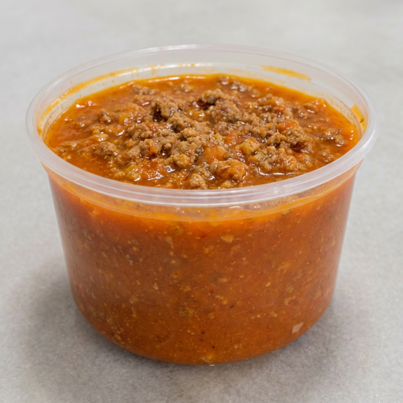 Nosso delicioso molho aboloensa com molho natural de tomate e carne moida um molho super leve e saboroso serve de 2 a 3 pessoas