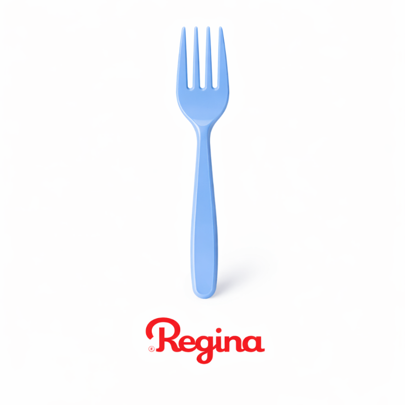 Garfo Plástico Sobremesa Descartável Azul Regina com 50 unidades