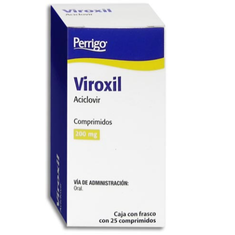 Viroxil (Aciclovir) 200 Mg Caja con 25 Comprimidos