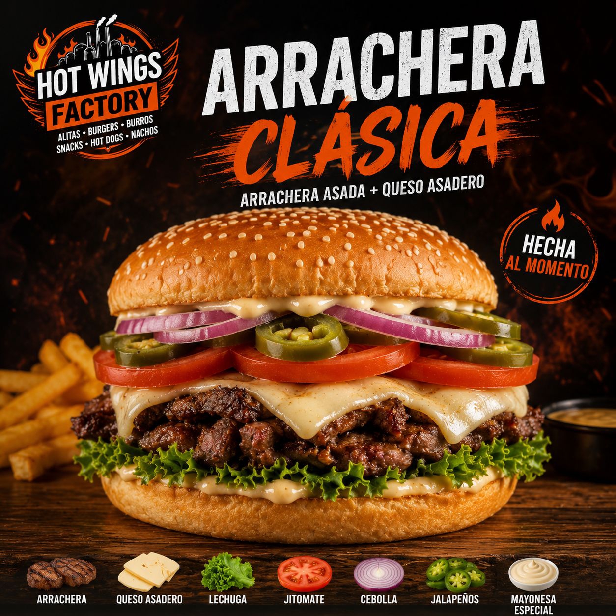 HAMBURGUESA ARRACHERA
