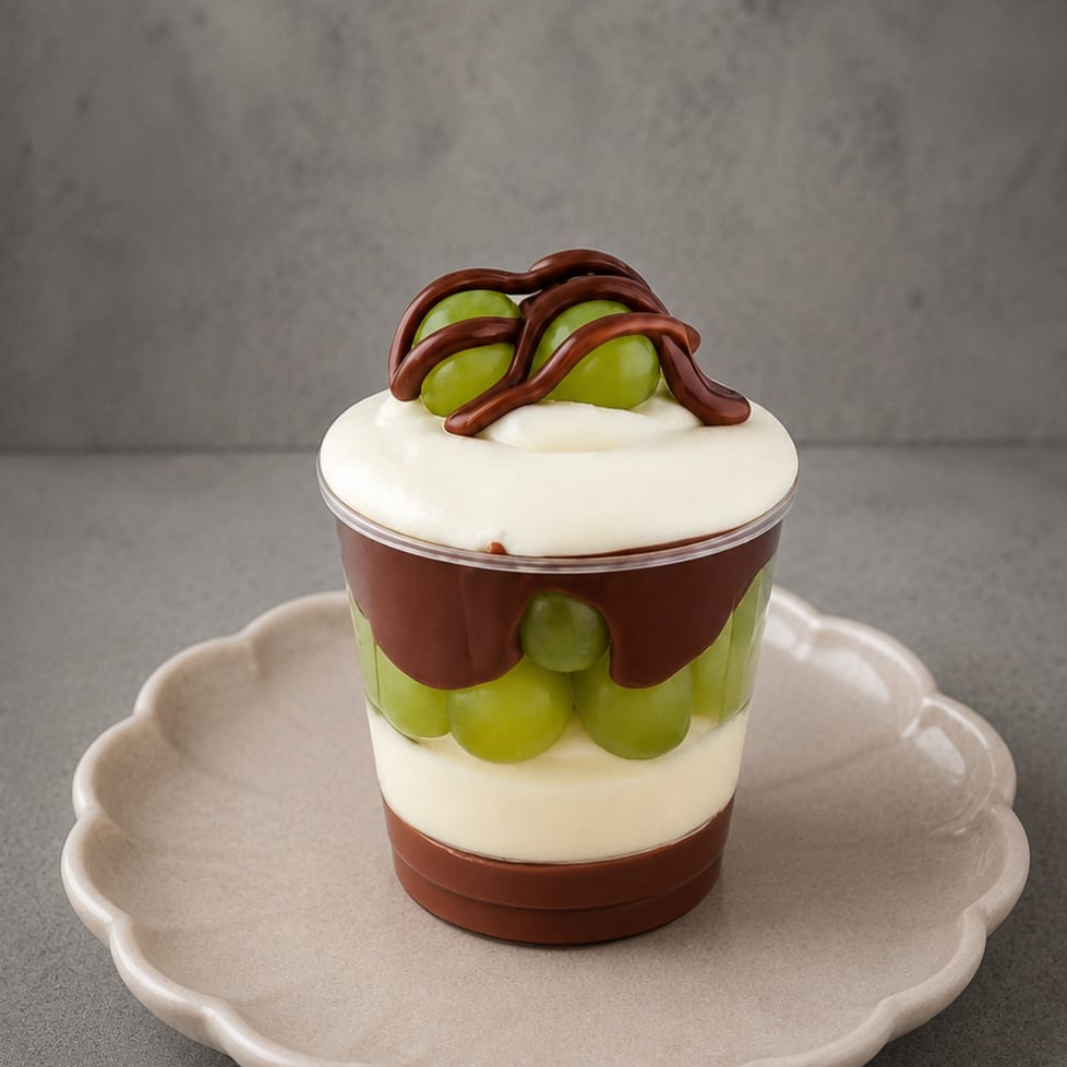 Brigadeiro gourmet seguido de brigadeiro Ninho com uvas verdes sem semente e muito creme de Avelã, mas sem ficar enjoativa. No topo uma camada generosa de brigadeiro ninho com leite Ninho em pó.
Peso 200 g