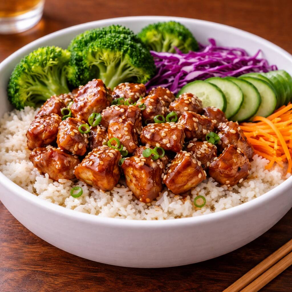 Pollo con Arroz Estilo Teriyaki