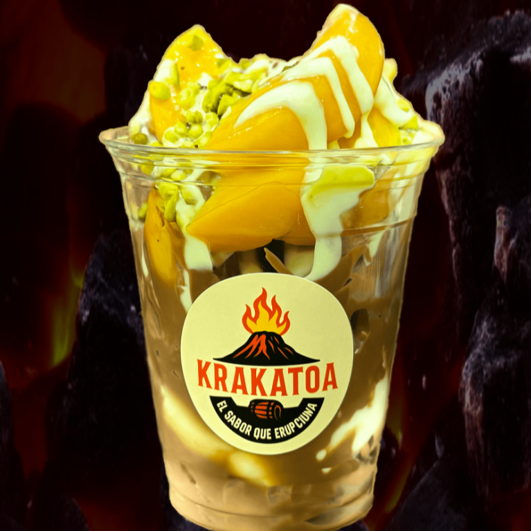 Melocotones con Crema Volcán