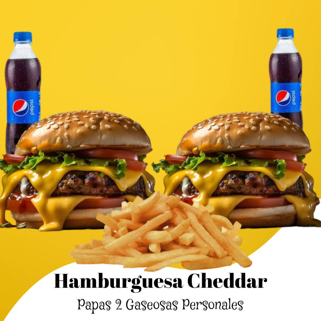 Hamburguesa de Res Papa Francesa+2 Bebida 250ml🔥