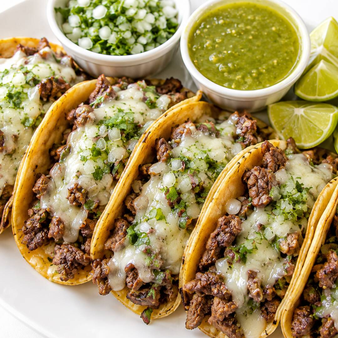 TACOS DE BISTEC CON QUESO