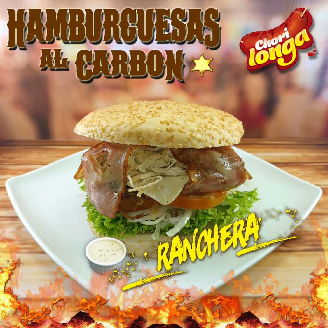 Hamburguesa RANCHERA al Carbón.