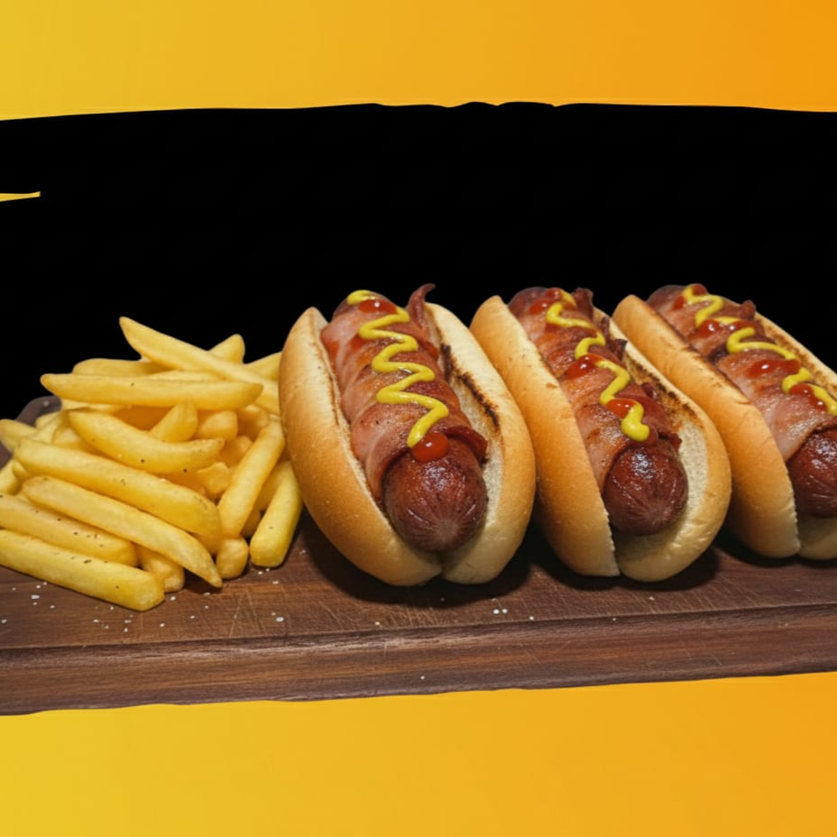 3 Perros bacon con papas