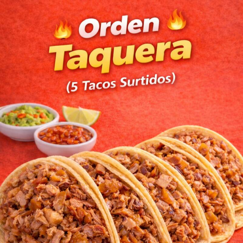 🔥🌮 Orden Taquera (5 Tacos Surtidos) 🌮🔥