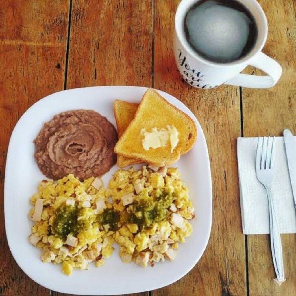Huevos Revueltos con Pechuga o Salchicha de Pavo