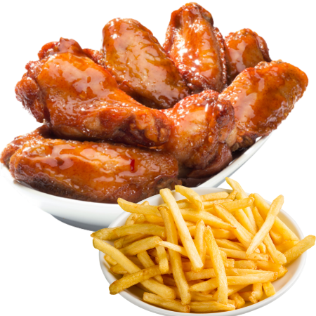 Alitas 6 Und + Papas Fritas