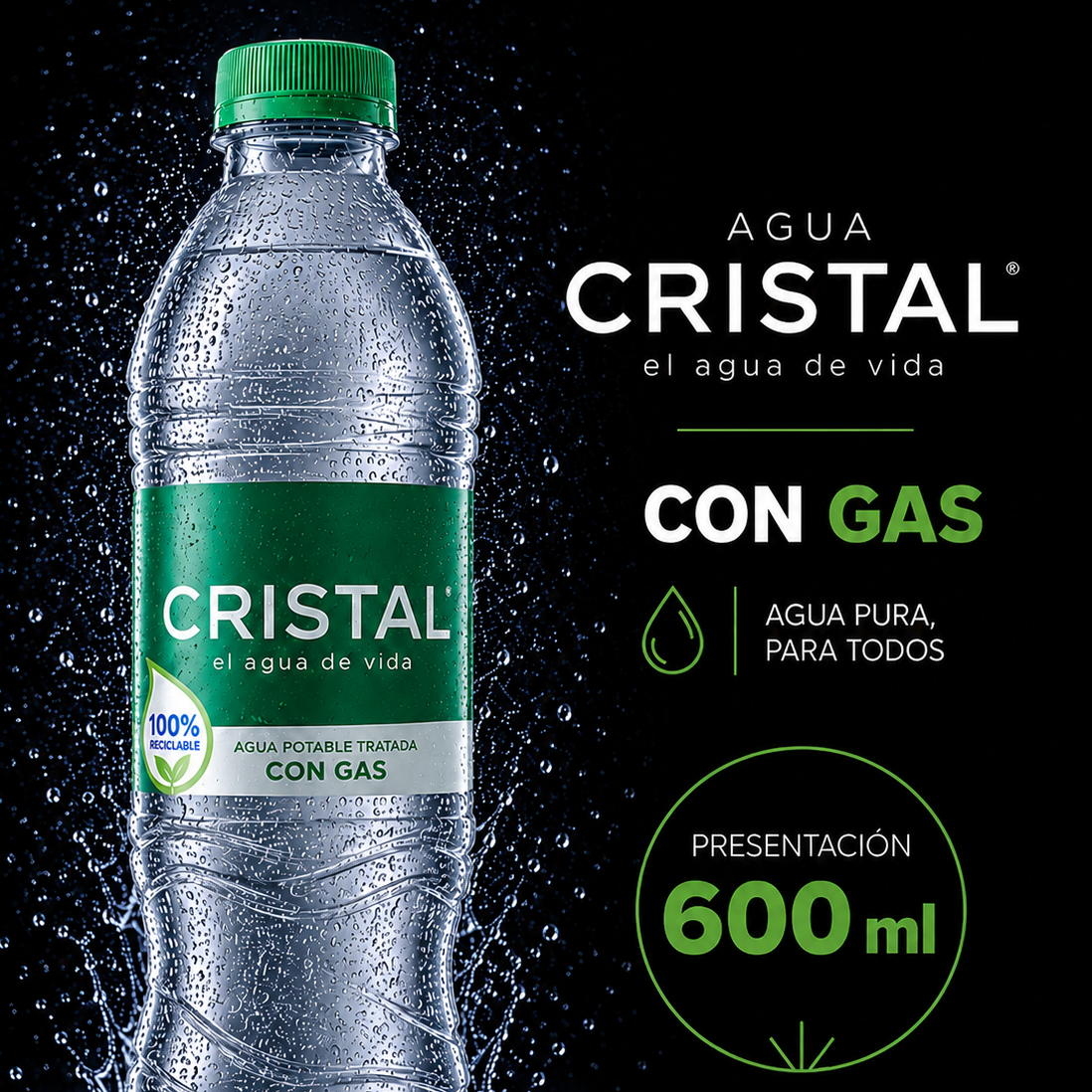 Agua Cristal Con Gas