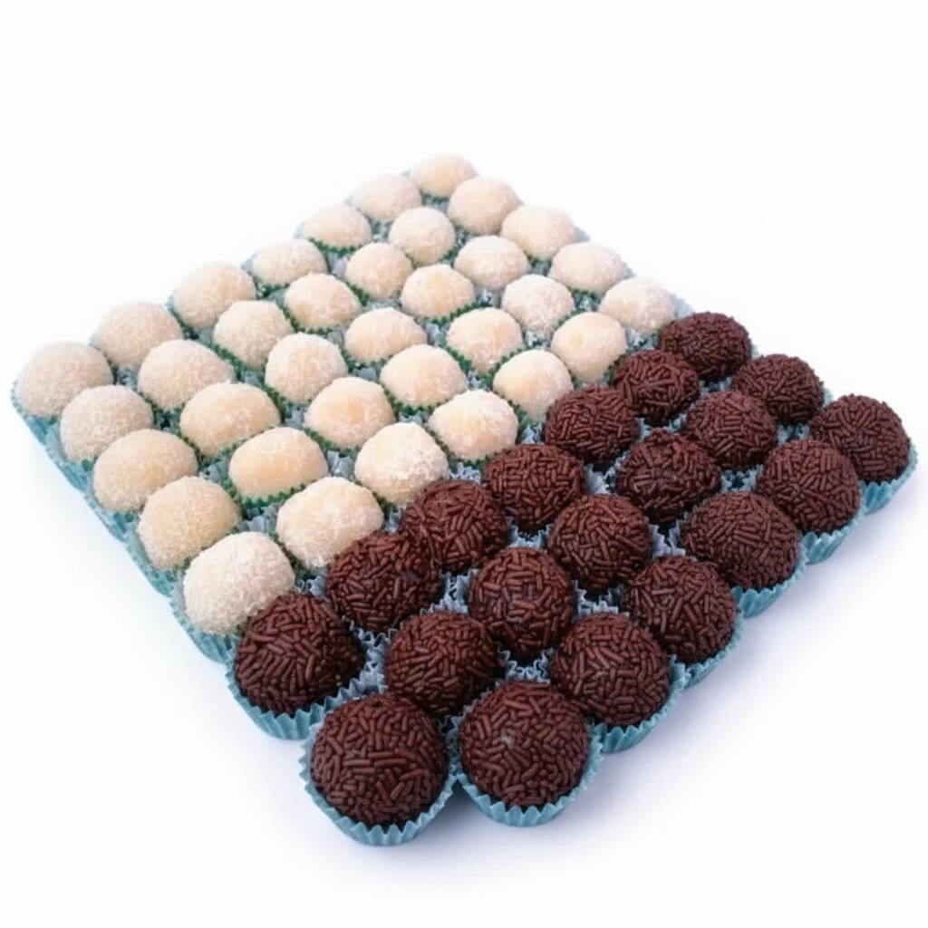 Massa de Brigadeiro integral Sao 15 docinhos de 16g cada Brigadeiro, beijinho, dois amores