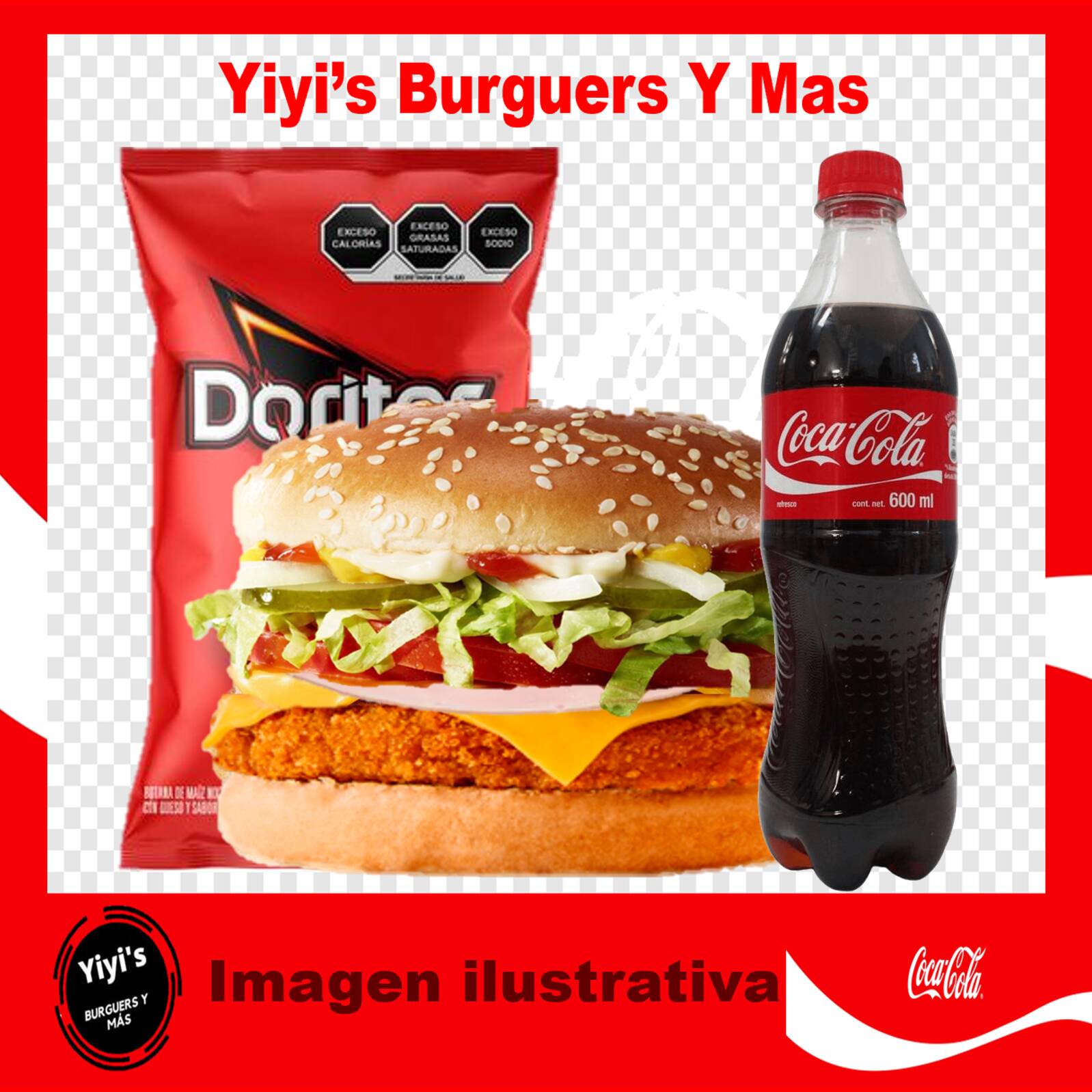 Combo-Yiyi's Chicken Burge Papas y Refresco 600 Ml